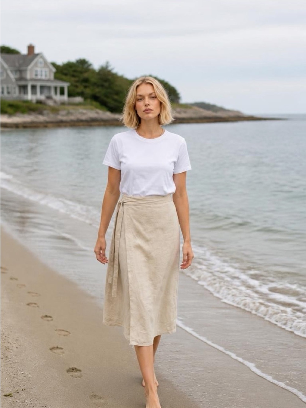 Lisa Says Gah Natural Wrap Midi Skirt
